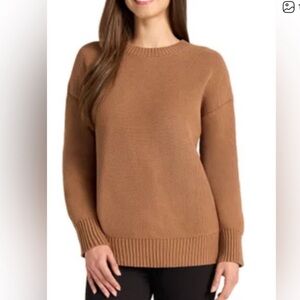 Matty M Women's Waffle Knit Crew Neck Sweater - brown medium